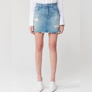 3x1 Light Blue Distressed Mini Skirt
